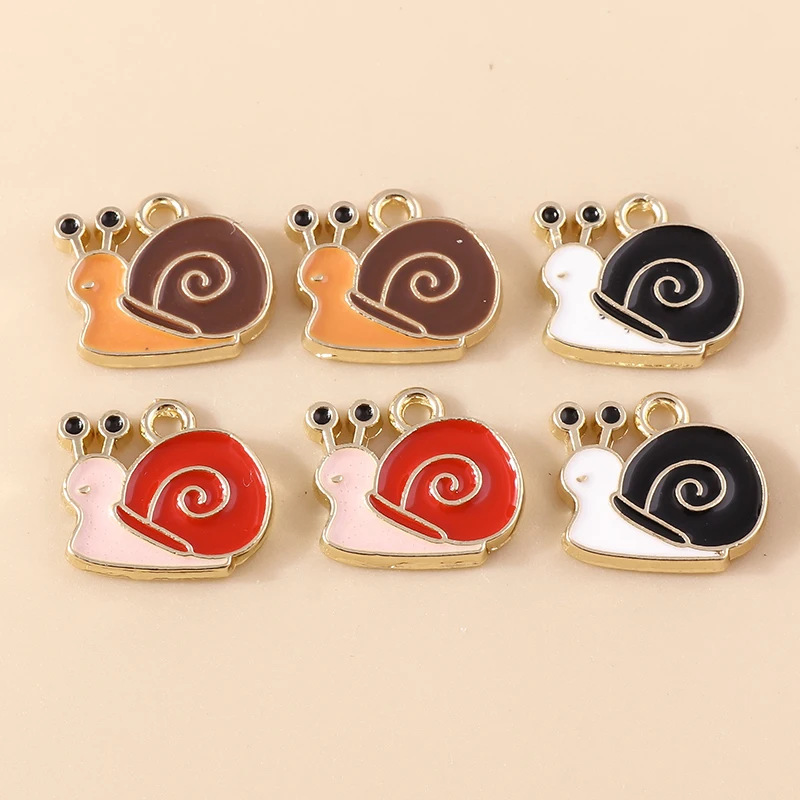 20 Stück 13 x 12 mm Cartoon-Emaille-Tier-Schnecke-Charms-Anhänger für Schmuckherstellung, Halsketten, Ohrringe, Armbänder, DIY-Bastelzubehör – Detail 6