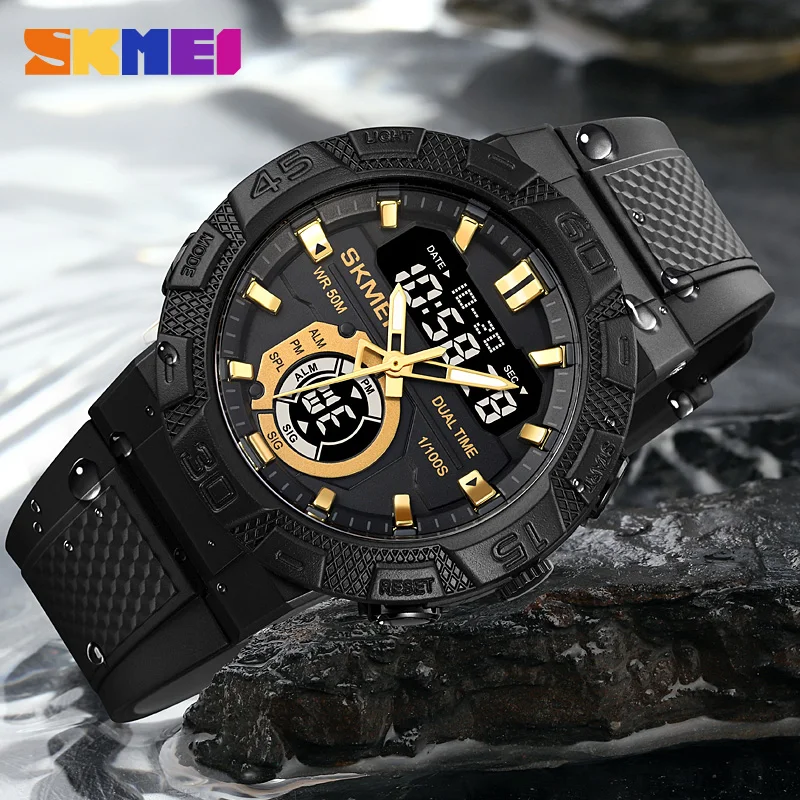 SKMEI Top Brand Sport Mens Watch Luxury Dual Time Stopwatch Wateproof Wristwatch Original Digital Watches Led Light Alarm Clock