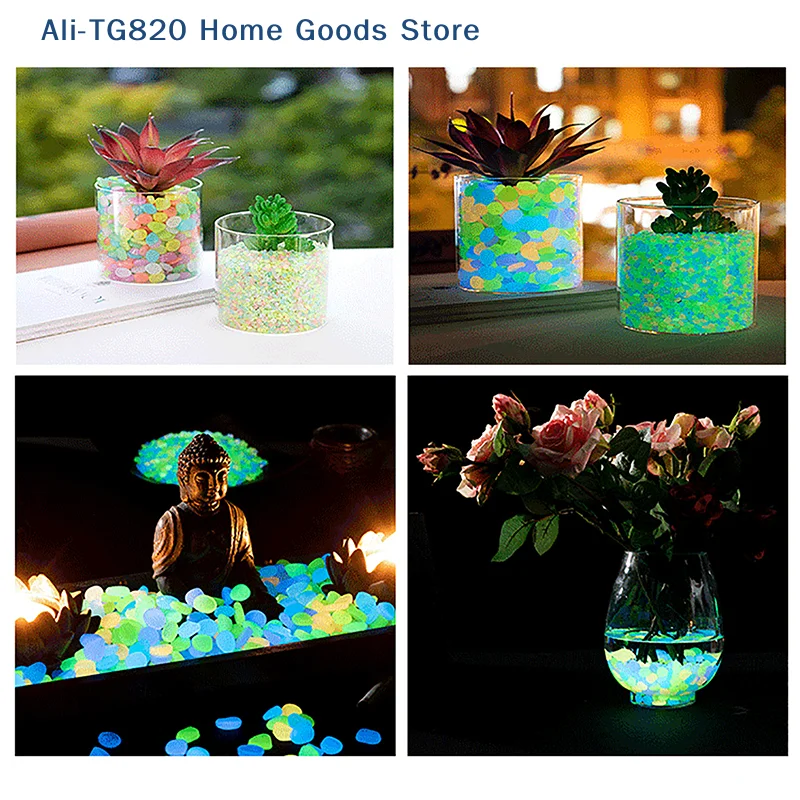[TG820]100pcs Garden Decor Luminous Stones Glow In The Dark Decorative Pebbles Outdoor Fish Tank Decoration Aquarium Accessories
