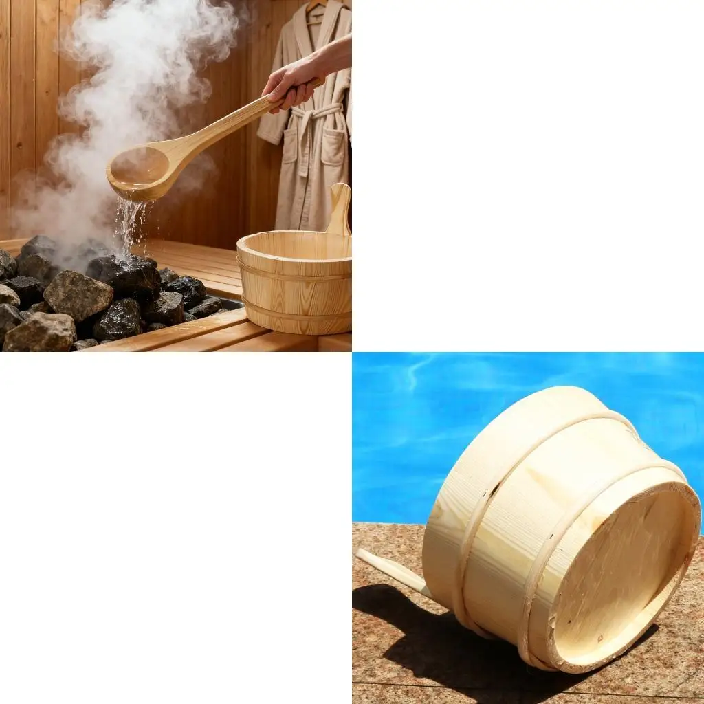 

4L Large Capacity Practical Sauna Water Bucket and Ladle Steam Room Tool