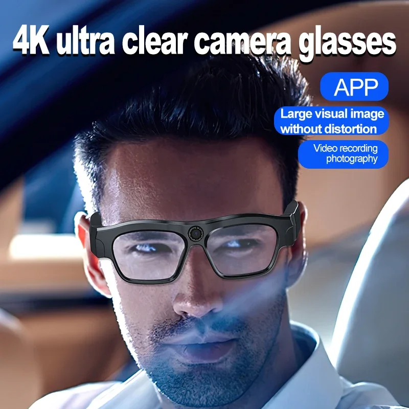 4K ultra clear Intelligent Black Technology Ca mera Blue Tooth Glasses With Semi Open Speaker Cam era Glasses