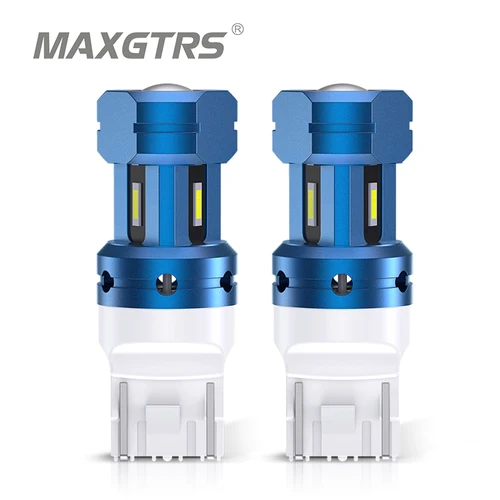 Imagen 1 del producto 2x W21/5W bombilla LED Canbus 1157 BAY15D T20 7443 1860 luces de coche luces de freno rojas blancas lámpara de señal de giro automática inversa lente DRL