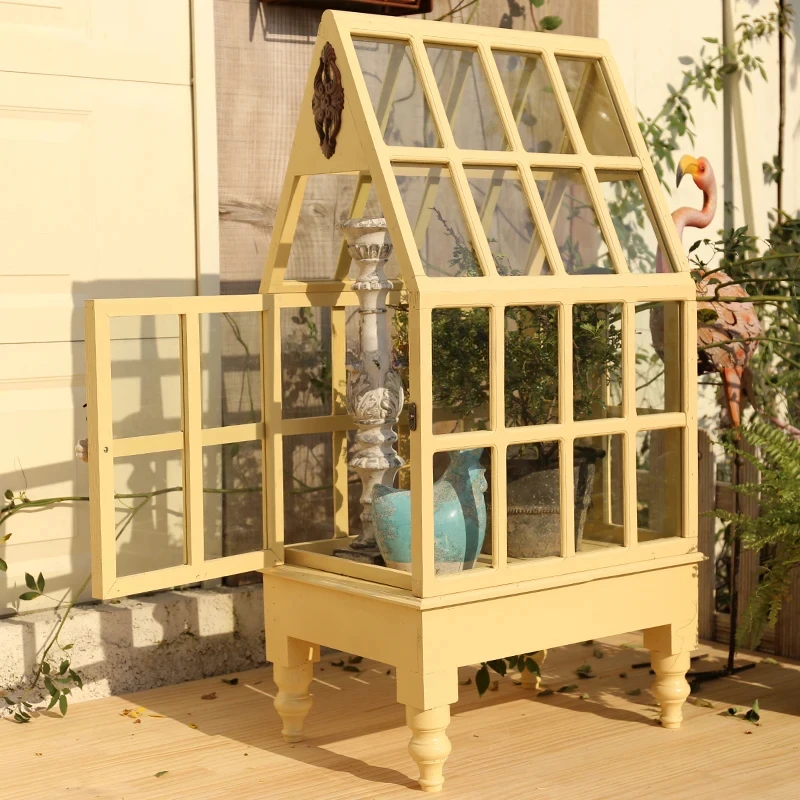 Solid Wood Glass Greenhouse Greenhouse Floor Flower Stand Plant Sunshine Room Indoor Cold-Proof Flower Room Decoration Shelf