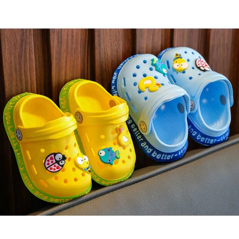 Summer Sandals kids Mules Baby Girls Boys Cartoon Baby Sandals Solid Flat Heels Cartoon Slippers Children\'s Garden Shoes