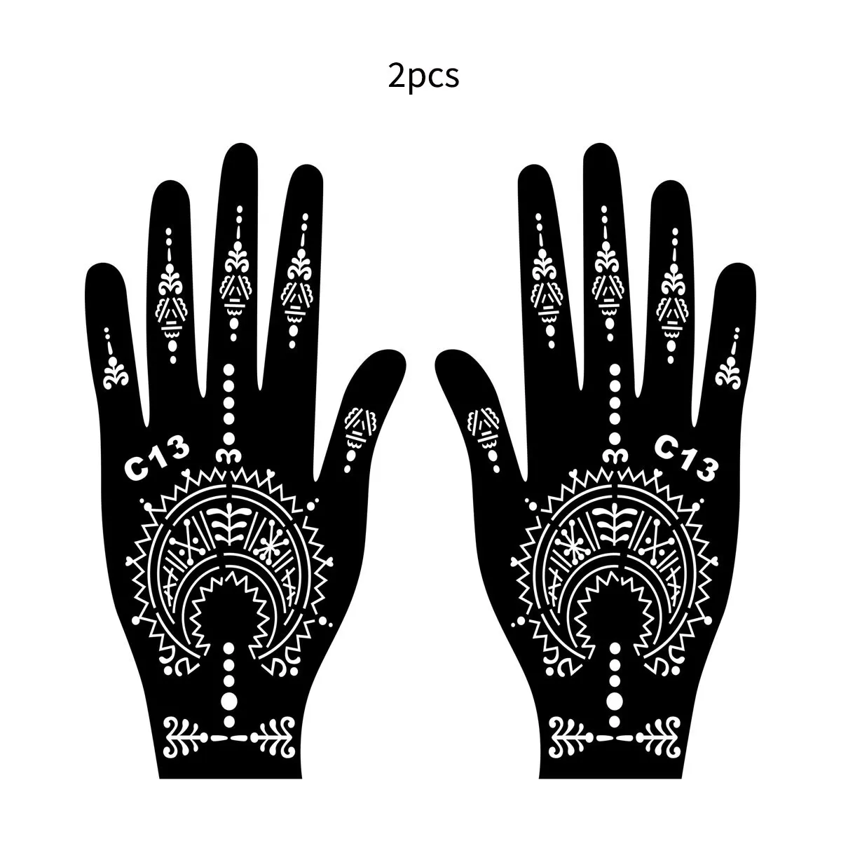 2pcs/set Reusable Henna Tattoo Stencils Flower Tattoo Template for Women Hand Fingers Henna Stencil for Festival Body Painting