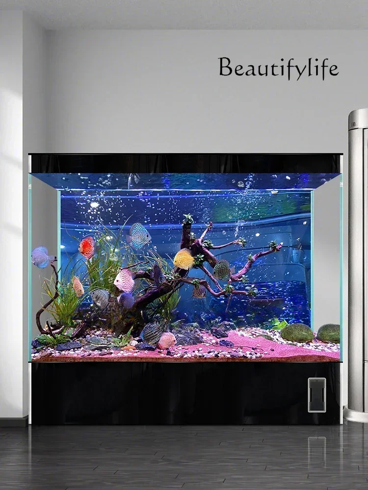 

Change Water Super White Glass Fish Tank Living Room New Large Vertical High-End Floor Fish Globe