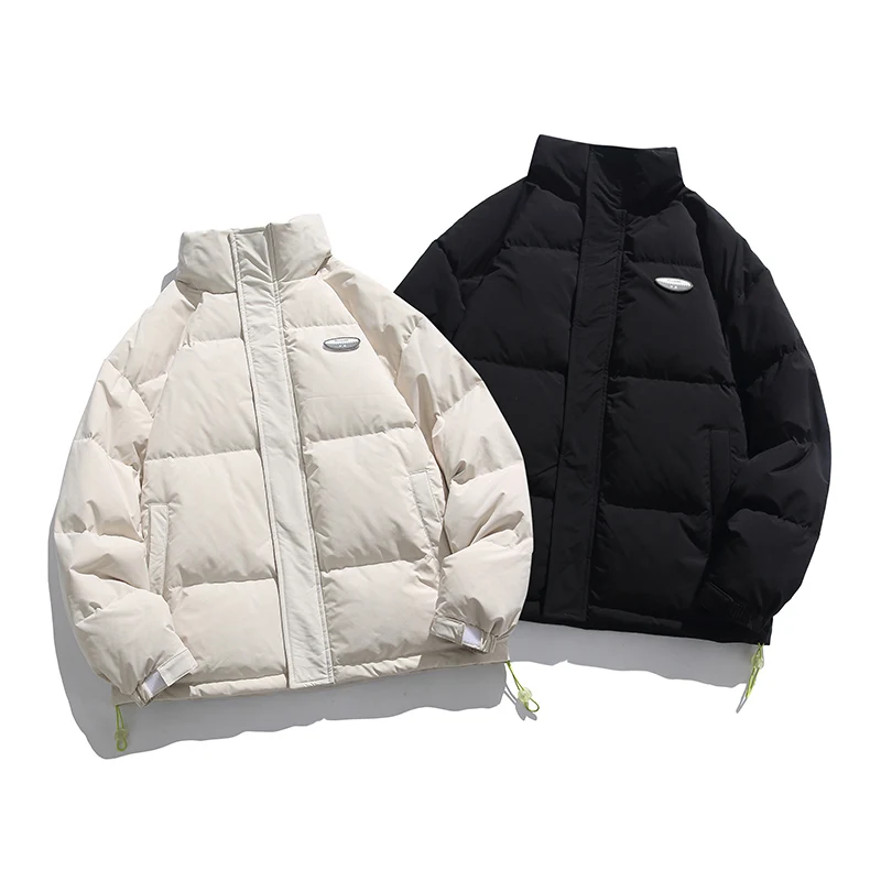 

2025 Men and Women’s Winter Plush Lined Down Jacket Stand Collar Solid Color Thickened Warm Casual Winter Coat
