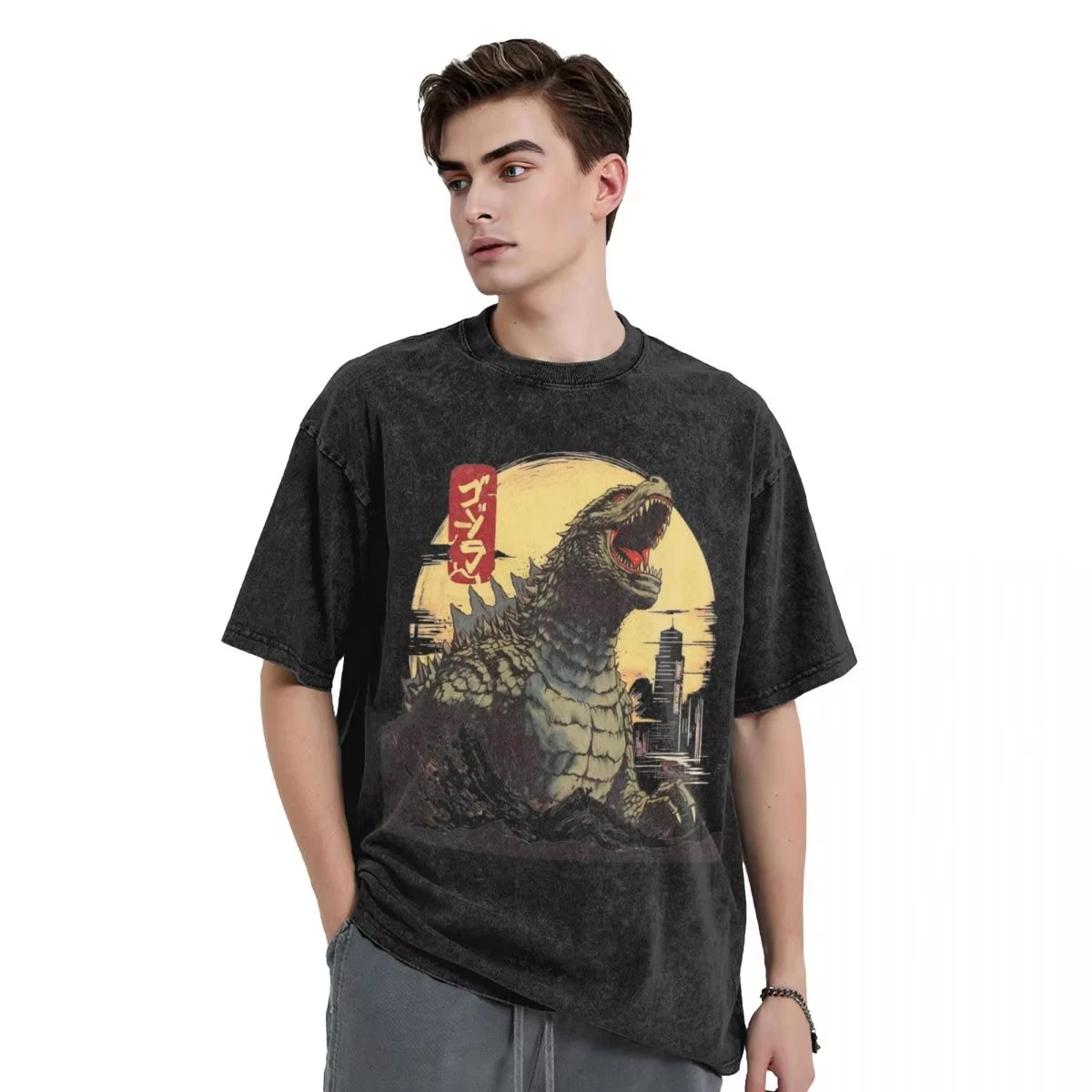 Men's Godzillaed Japanese Monster T-Shirts Wave Clothing Summer Classic Short Sleeves T-Shirt O Neck Hip Hop Pattern Tshirt Hot