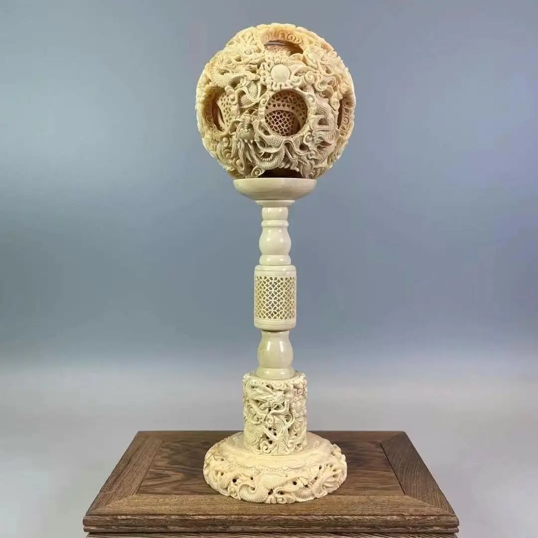 Mammoth Ivory Ball Ornament Carving Collection Gifts Wenwan