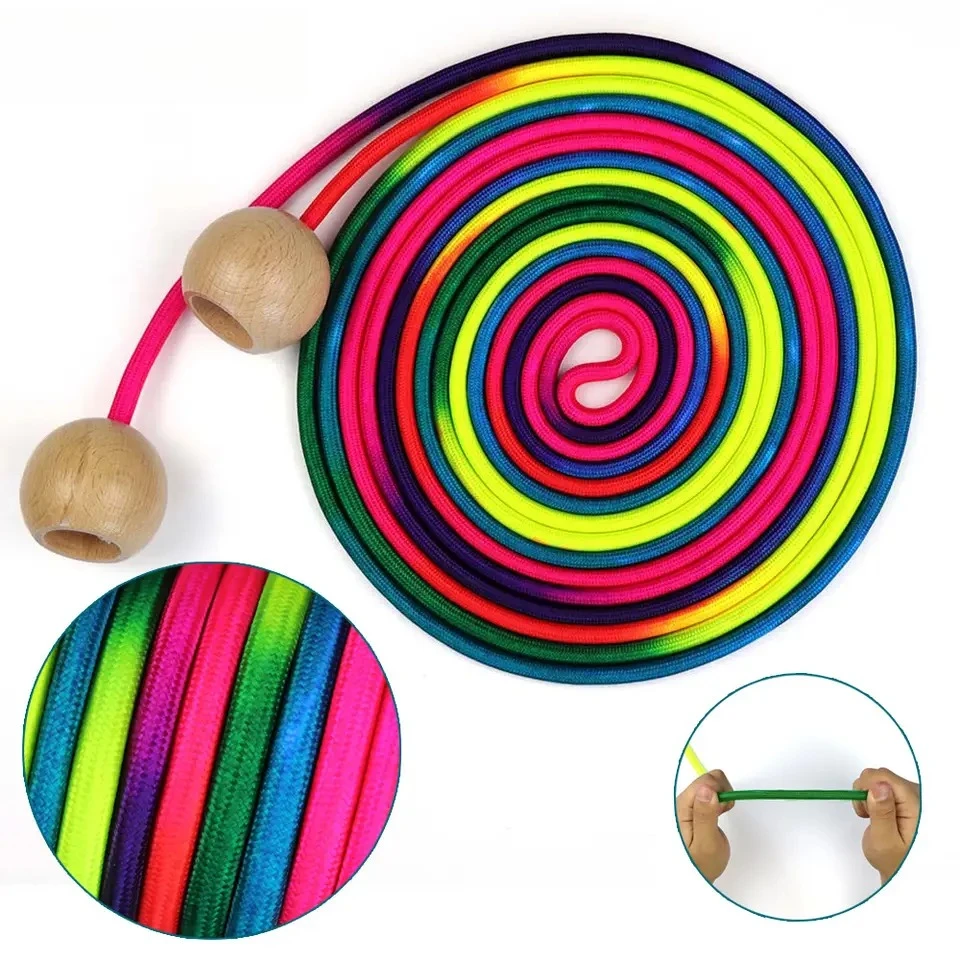 1 Stück 5M Regenbogen-Springseil mit Rutschfestem Griff für Kinder, Schüler, Grundschule, Outdoor- und Indoor-Sport
