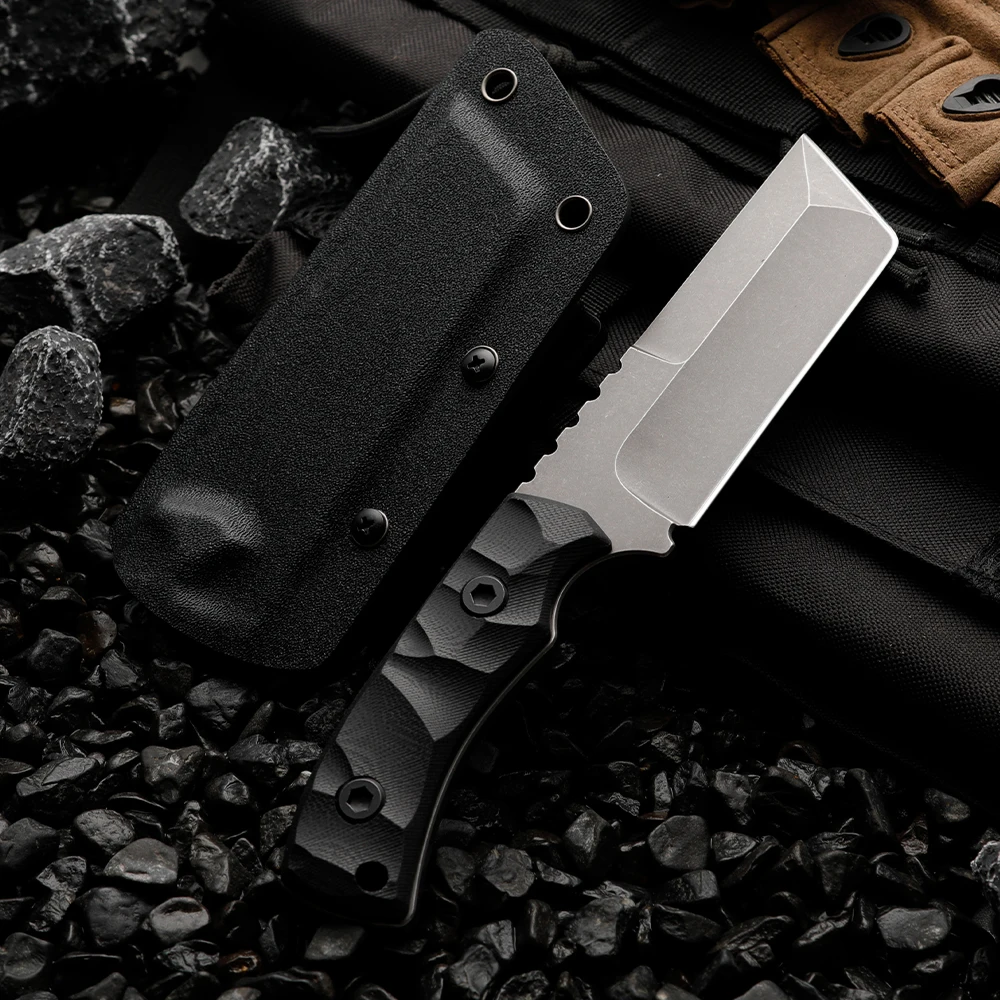 HUANGFU high-quality D2 steel fixed blade, straight outdoor knife, wilderness survival knife, men's small knife