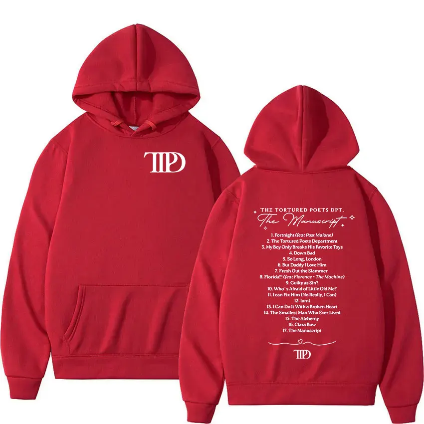 New Album The Tortured Poets Department 2024 TTPD Print Hoodie Man Women Casual Fashion Oversized Sweatshirt Pullover Streetwear