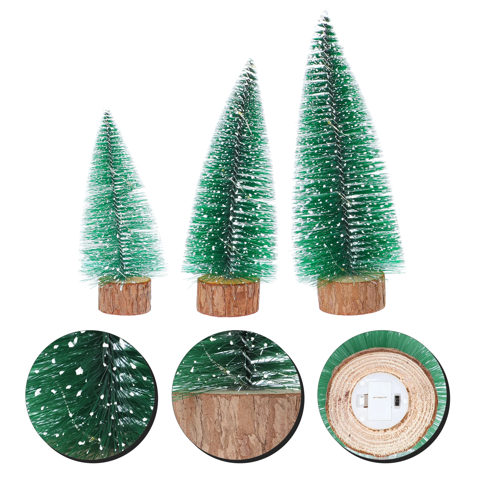 

3pcs Mini Christmas Decorative Craft Luminous Tabletop Home Party Festive Scene Xmas Gift Simulated Cedar Tree Desktop