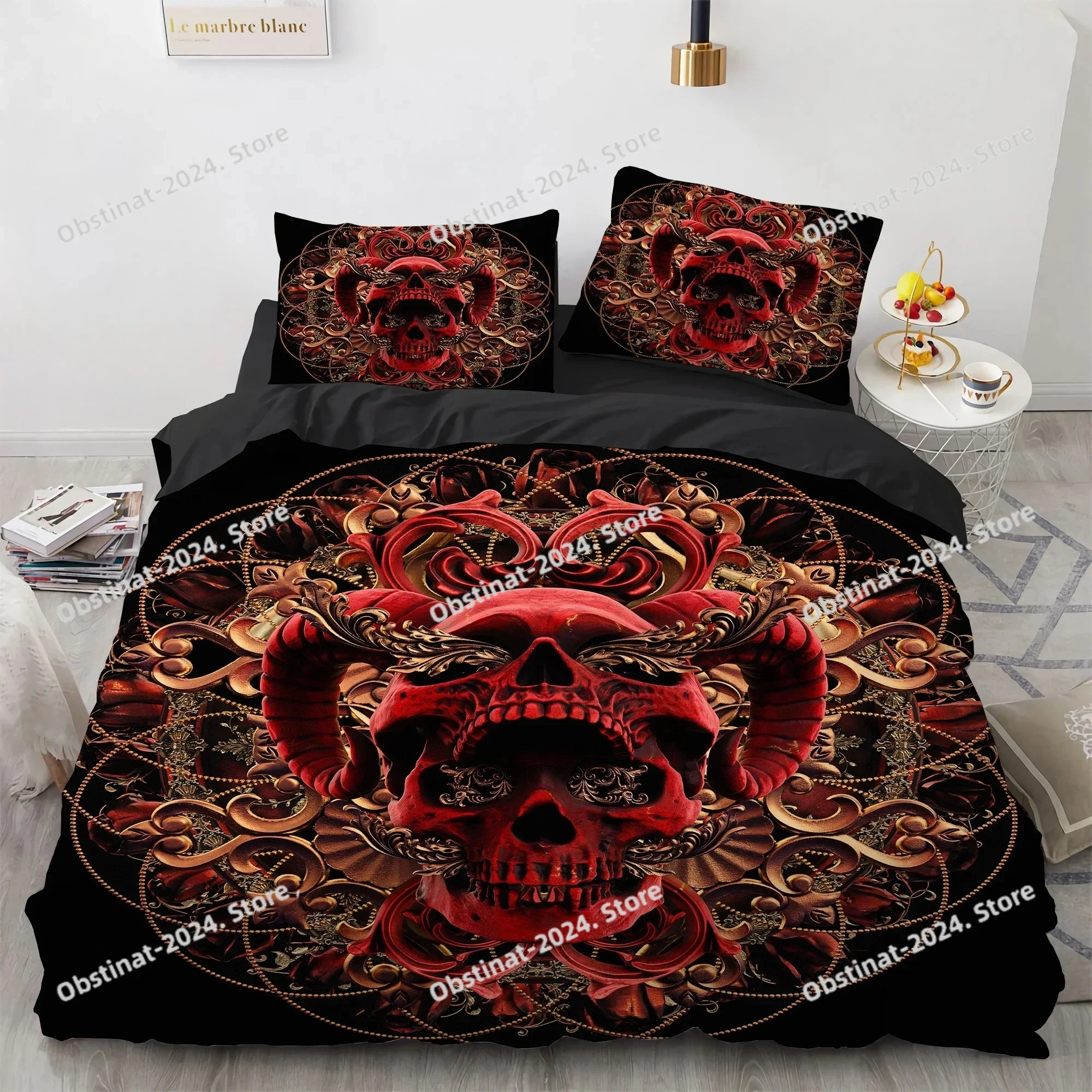 New Distressed Bedding Set Single Twin Full Queen King Size Bed Set Aldult Kid Bedroom Duvet cover Sets Skeleton Bed Sheet Set