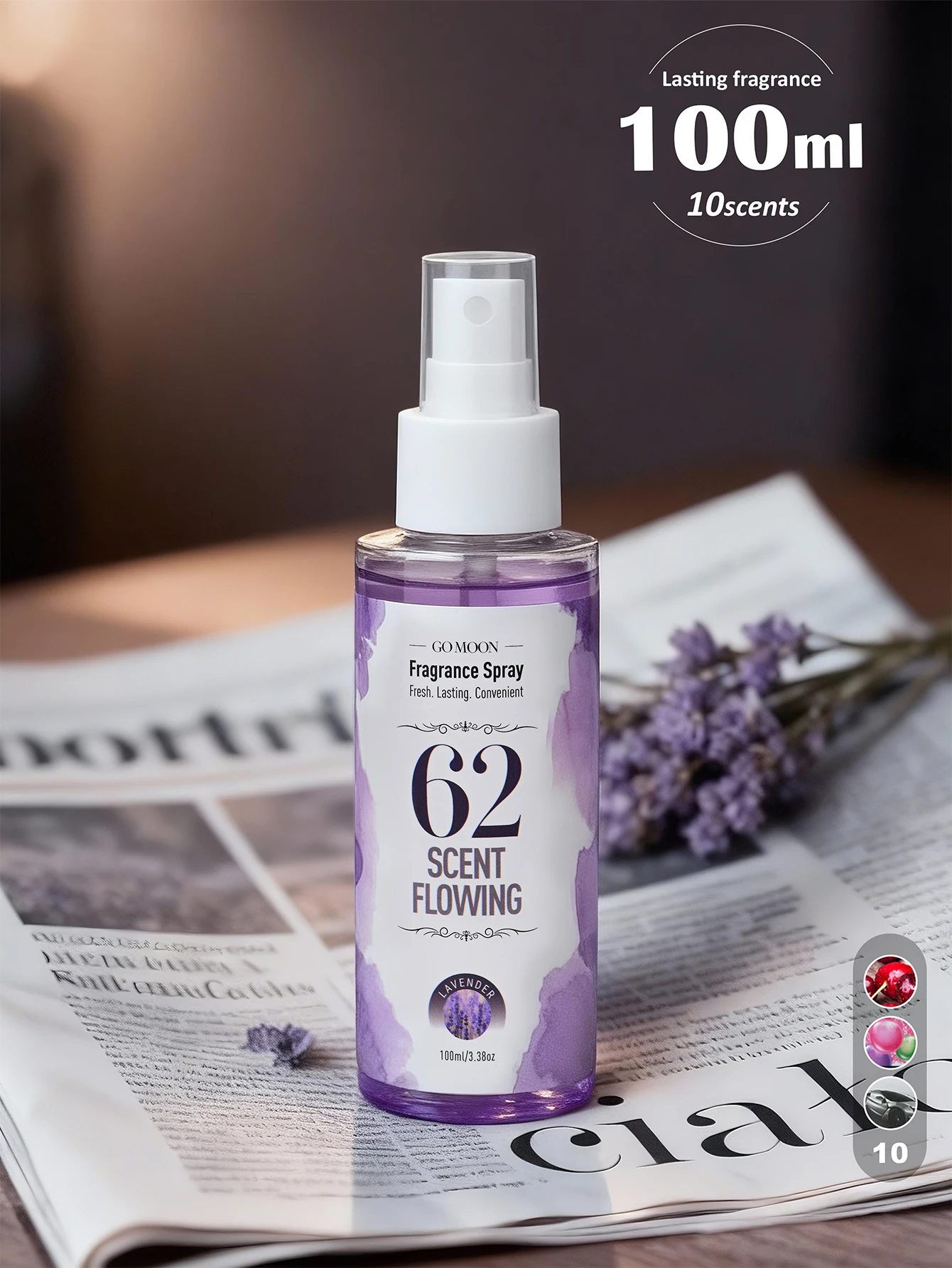 100ml/3,38oz, 10 Düfte Duftspray, Schnell Geruchsentfernend, Langanhaltender Duft, Erfrischend, Geeignet für Zuhause, Auto, Geschenke
