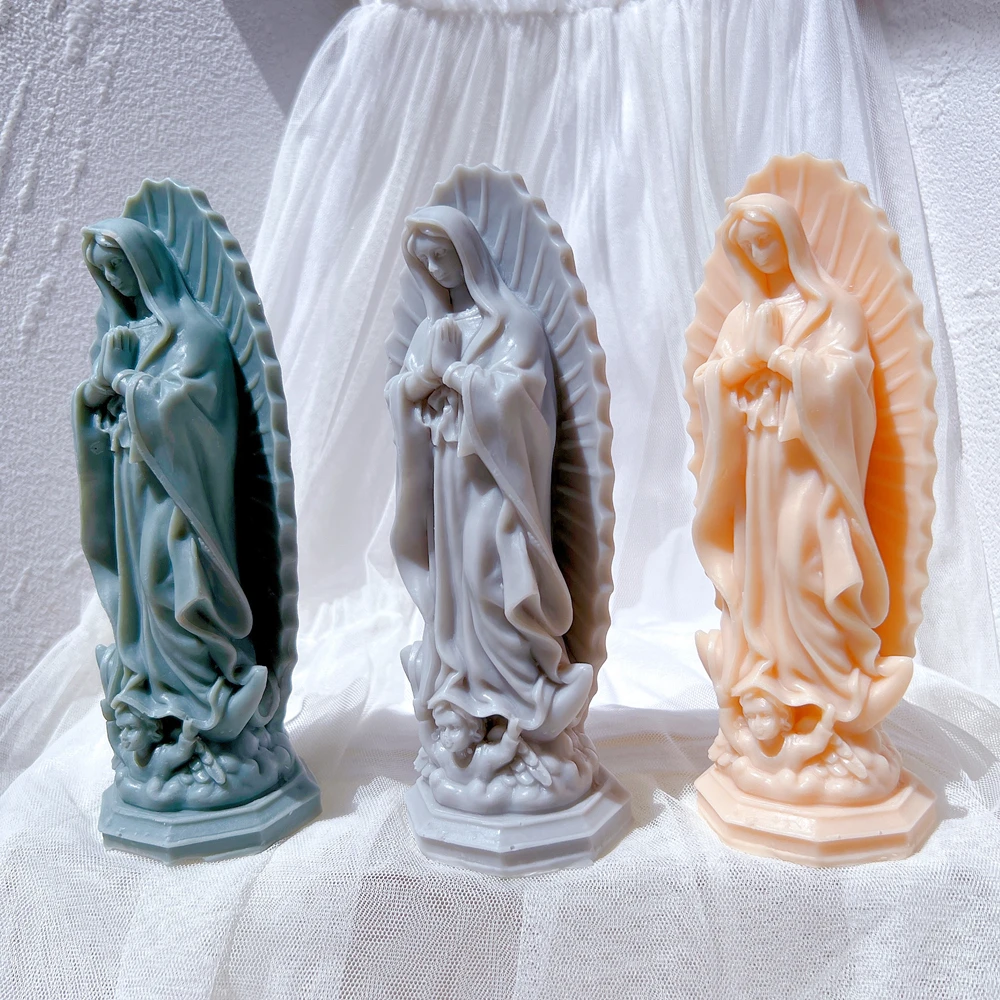 Bougie catholique Sainte Vierge Marie FigAuckland, moule en silicone, statue de Notre-Dame, cadeau de sculpture