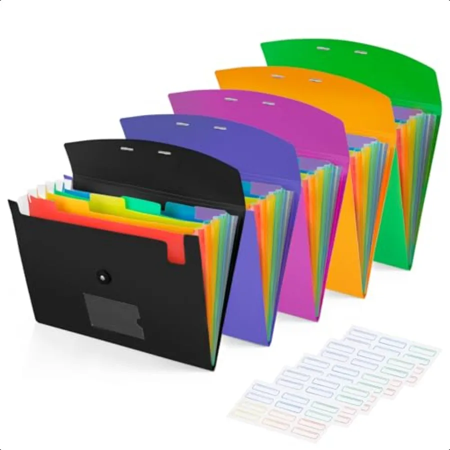 

5 Pack 7Pockets Expanding File Folder Accordion File Organizer A4 Letter Size Paper Document Receipt Holder for School Office p