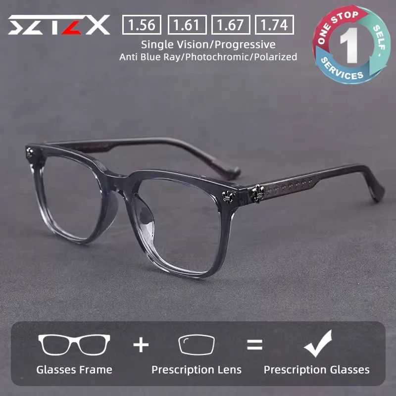 SZTZX Multifunctional Prescription Optical Glasses Women Fashion Multifocal Myopia Glasses Men Retro Photochromic Eyeglasses