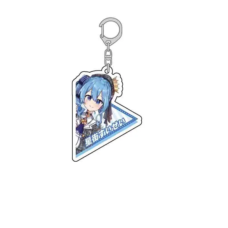 Anime HOLOLIVE VTuber Inugami Korone Houshou Marine Nakiri Ayame Uruha Pendant Acrylic Keychain Triangle Keyring Bag Charm Gift