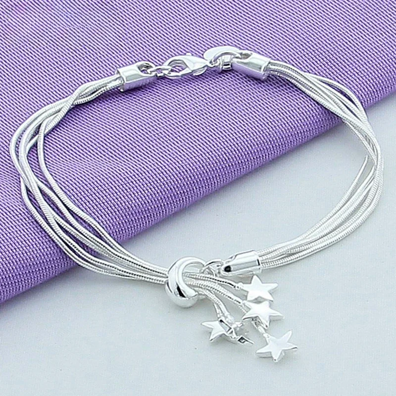 Zhubobo 925 Sterling Silver Five Snake Chain Starfish Bracelet for Woman Fashion Glamour Wedding Engagement Jewelry