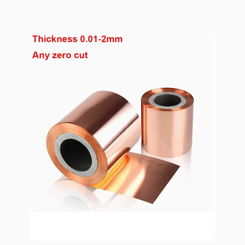 1M T2 Pure Copper Sheet 0.1-0.3mm Ultra Thin Foil For Grounding And Heat Sink Width 5-120mm