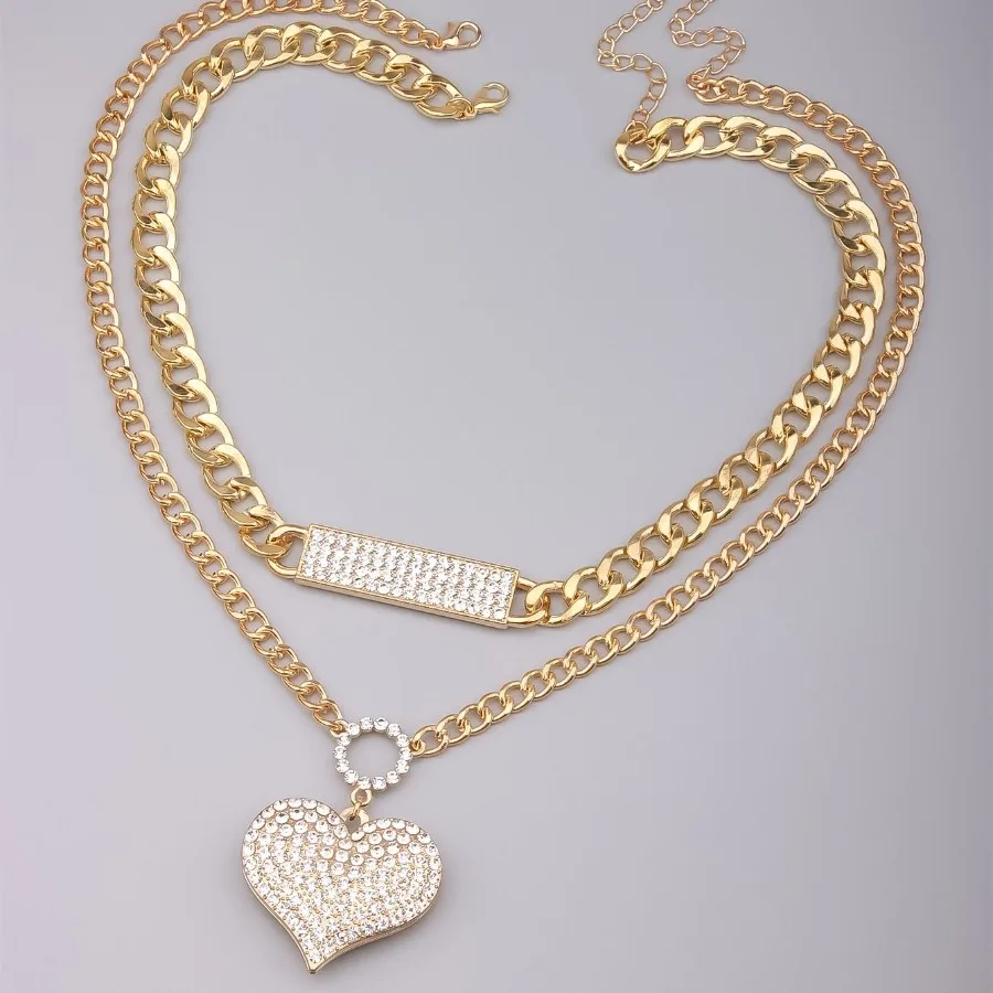 النمط الأوروبي الحب قلادة مزدوجة 2 مجموعات قلادة المرأة عيد الحب