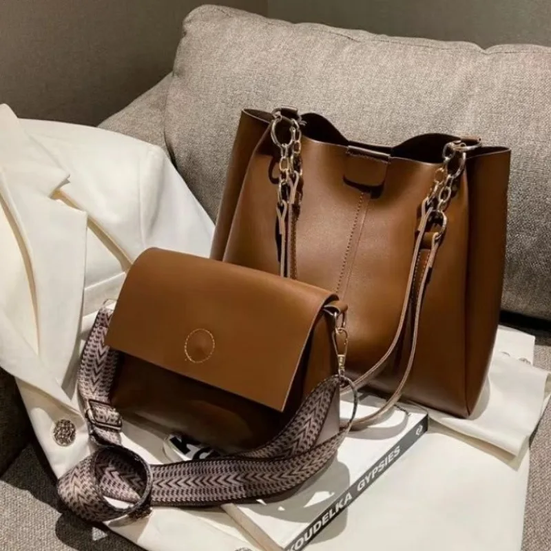 2023 Fall Winter High-grade Texture Large-capacity Bag Women's Bag Versatile Cross-body Bag Shoulder Tote Bag Two-piece Set