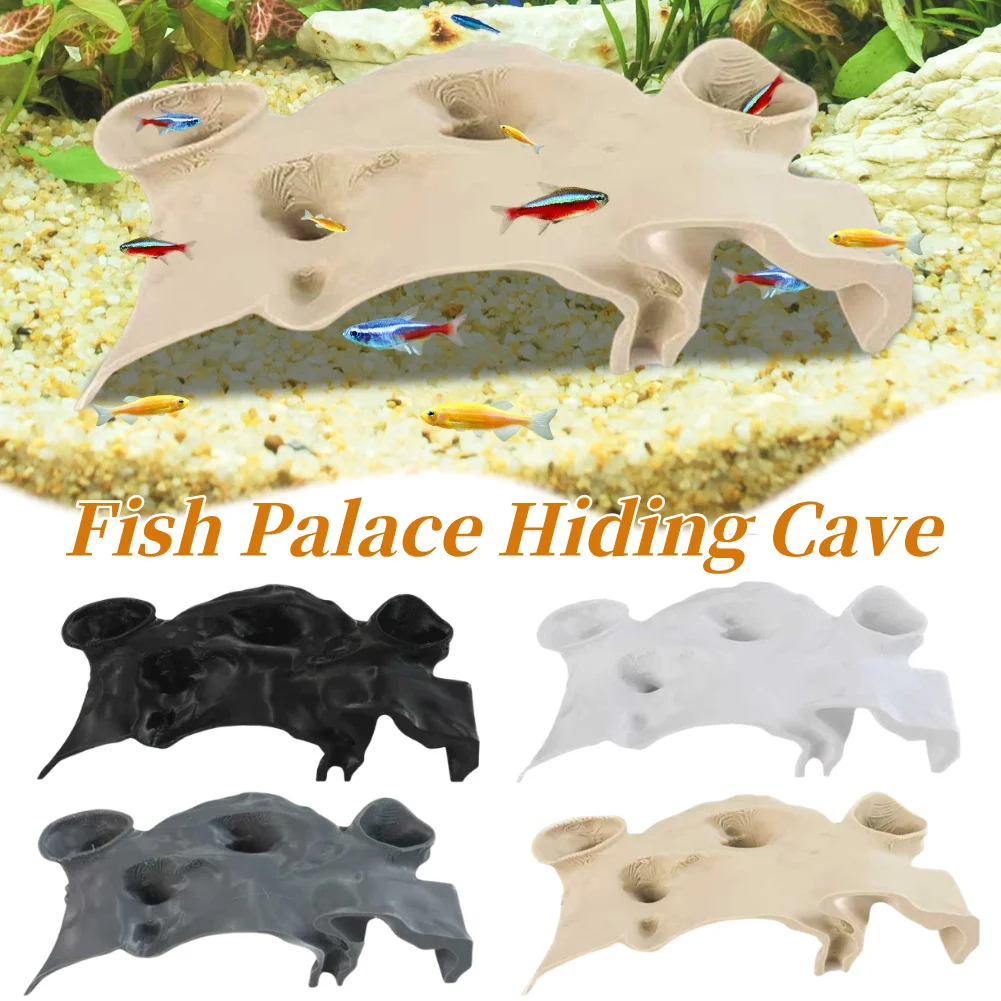 ديكور مخبأ السمك المطبوع ثلاثي الأبعاد تحت الأرض نفق كهف منحنى طبيعي منزل مخبأ لروبيان الكرز الحار راسبورا الناسك كراب #1