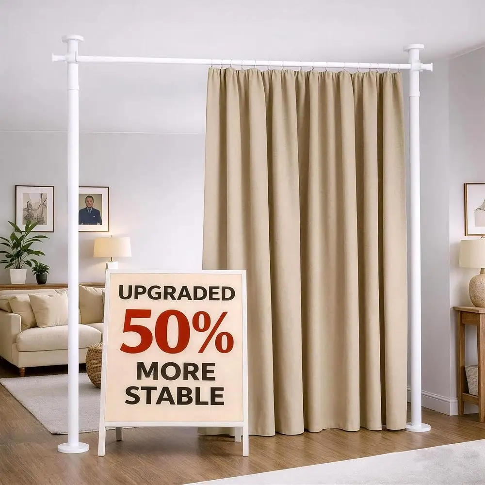 Adjustable Tension Rod 35-100 W x 43-120 H, Room Dividers, White