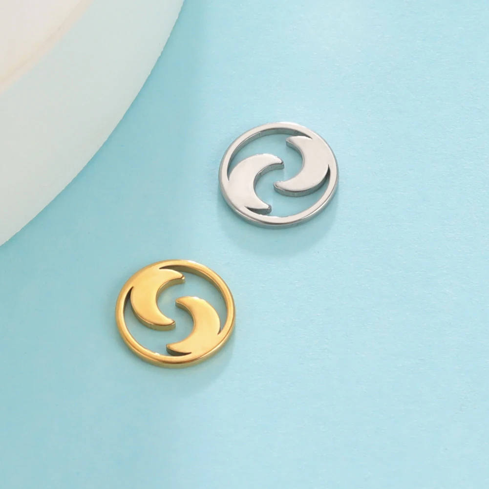 EUEAVAN 5pcs Stainless Steel Sun Charms Moon Star Dolphin Planet Summer Charm Pendant Tiny Jewelry Making Supplies Wholesale
