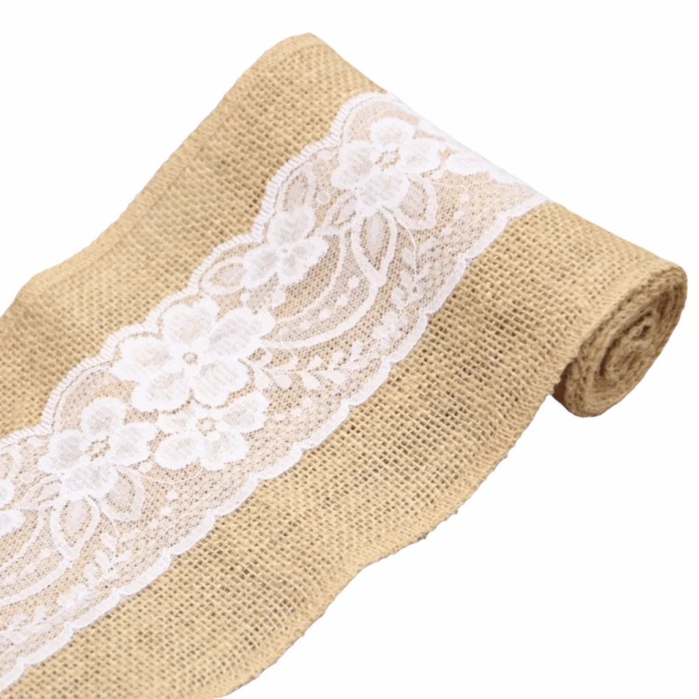 Vintage Burlap Chair Bow 15cm Handmade Lace Seat Back Strap DIY Craft Classic Lace Cotton Chair Backrest Gift Box Packaging