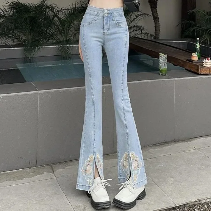 Flare Trousers South Korea New In Women's Flared Jeans Chic and Elegant Stretch Spring Top Selling Z Cool Cowboy Pants for Woman