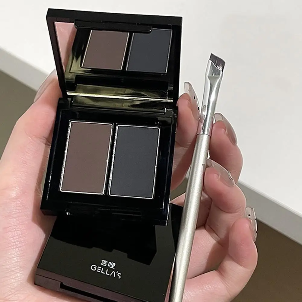 Nueva paleta de delineador de ojos Gellas Bicolor en polvo, sombra resistente al agua, cosméticos negros de larga duración, maquillaje en polvo para cejas, ojos marrones N4K5