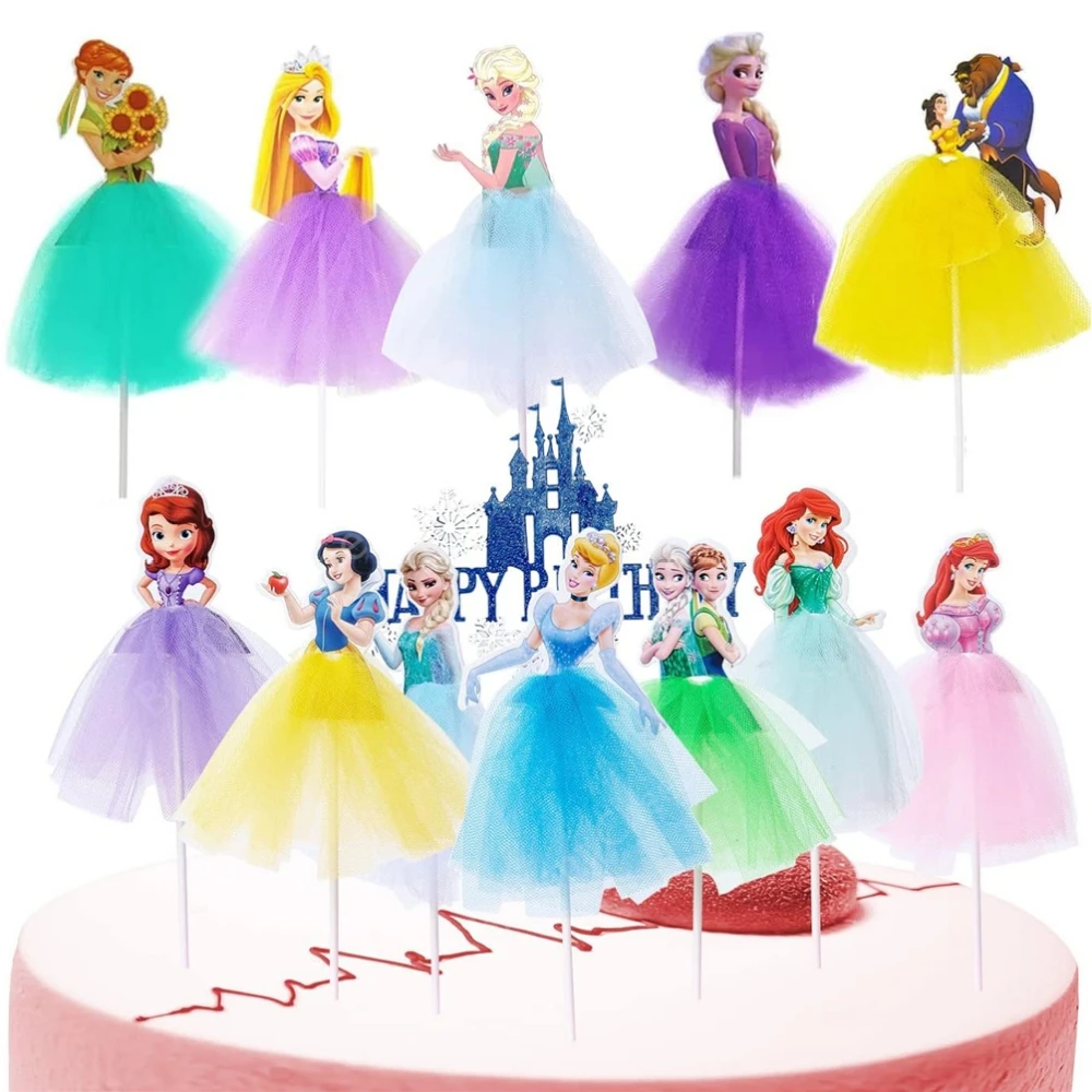 Disney Princess Cupcake Toppers Cinderella Elsa Snow White Cake Topper Decorations For Baby Shower Girls Birthday Party Supplies