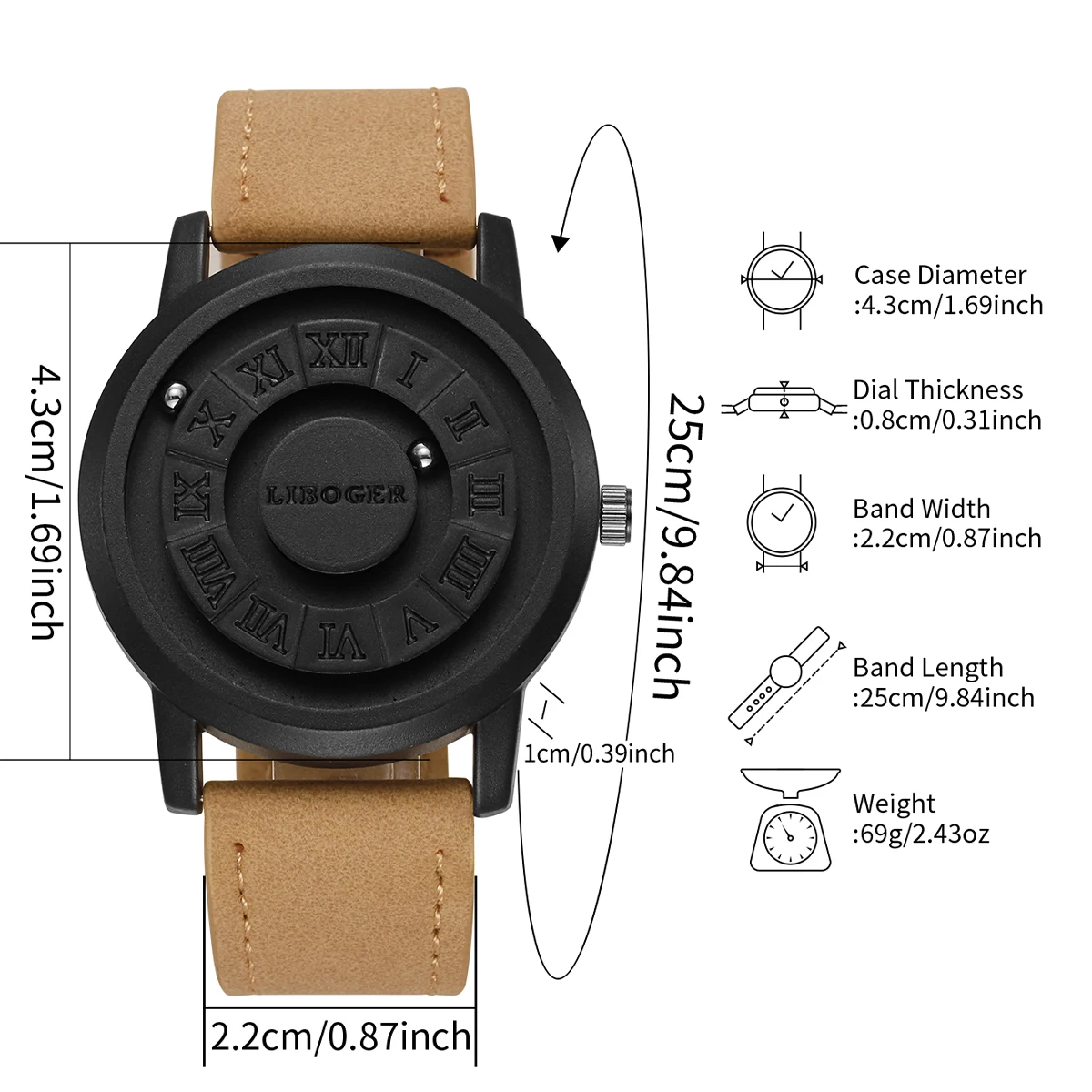 Jam Tangan Olahraga Pria Suspensi Magnetik Modis Jam Tangan Kuarsa Pria Kasual Reloj Hombre (Tanpa Kotak)