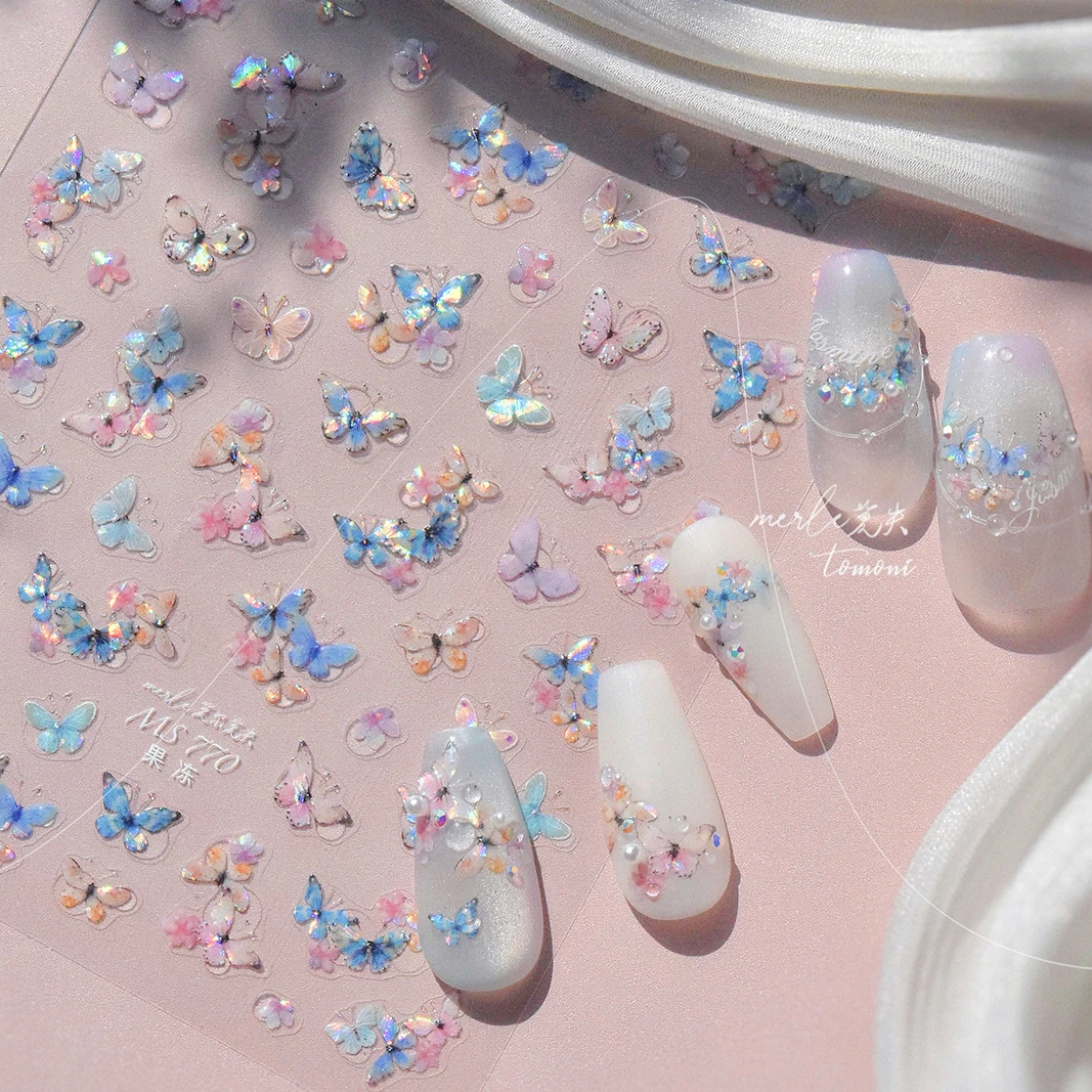 

Colourful Butterfly Insect Animals Charming Jelly Special Workmanship 5D Soft Relief Adhesive Nail Art Stickers Manicure Decals