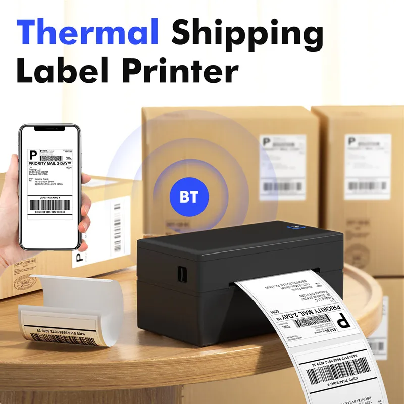 

Thermal Label printer Wireless Bluetooth Shipping Label Printer 4X6 Compatible with iPhone Android Mac Windows