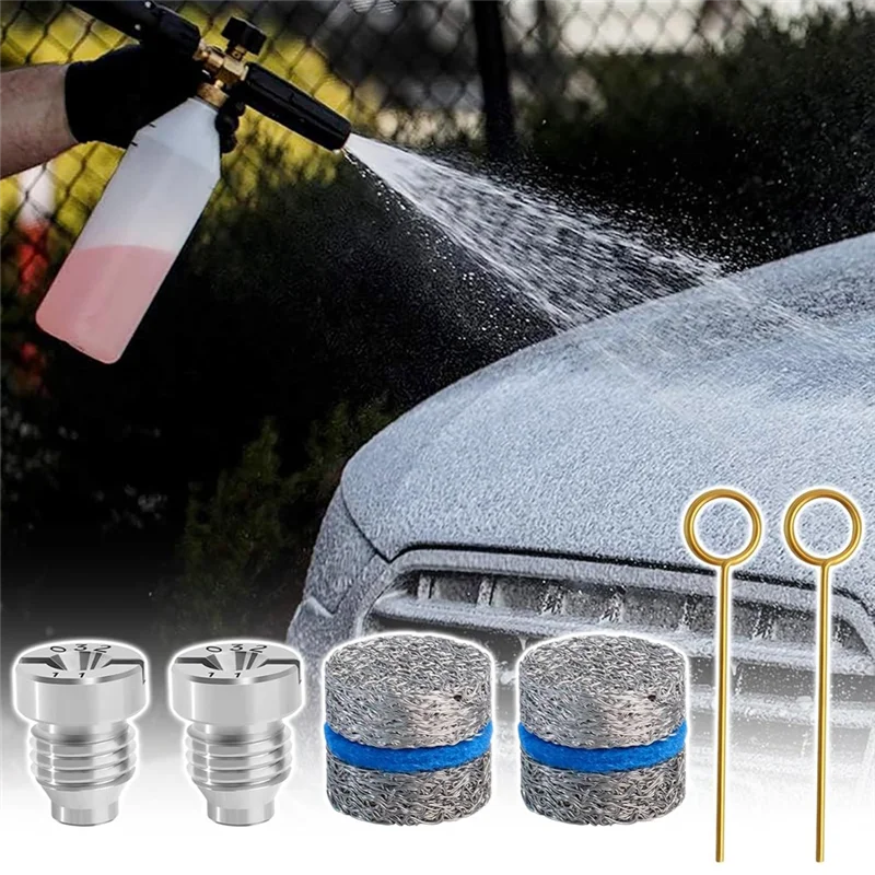 HRBAJ-Foam Cannon Orifice Nozzle und Foam Maker Meshes Kit für Foam Cannon Ersatzfaden-Düsenspitzen und Netzfilter