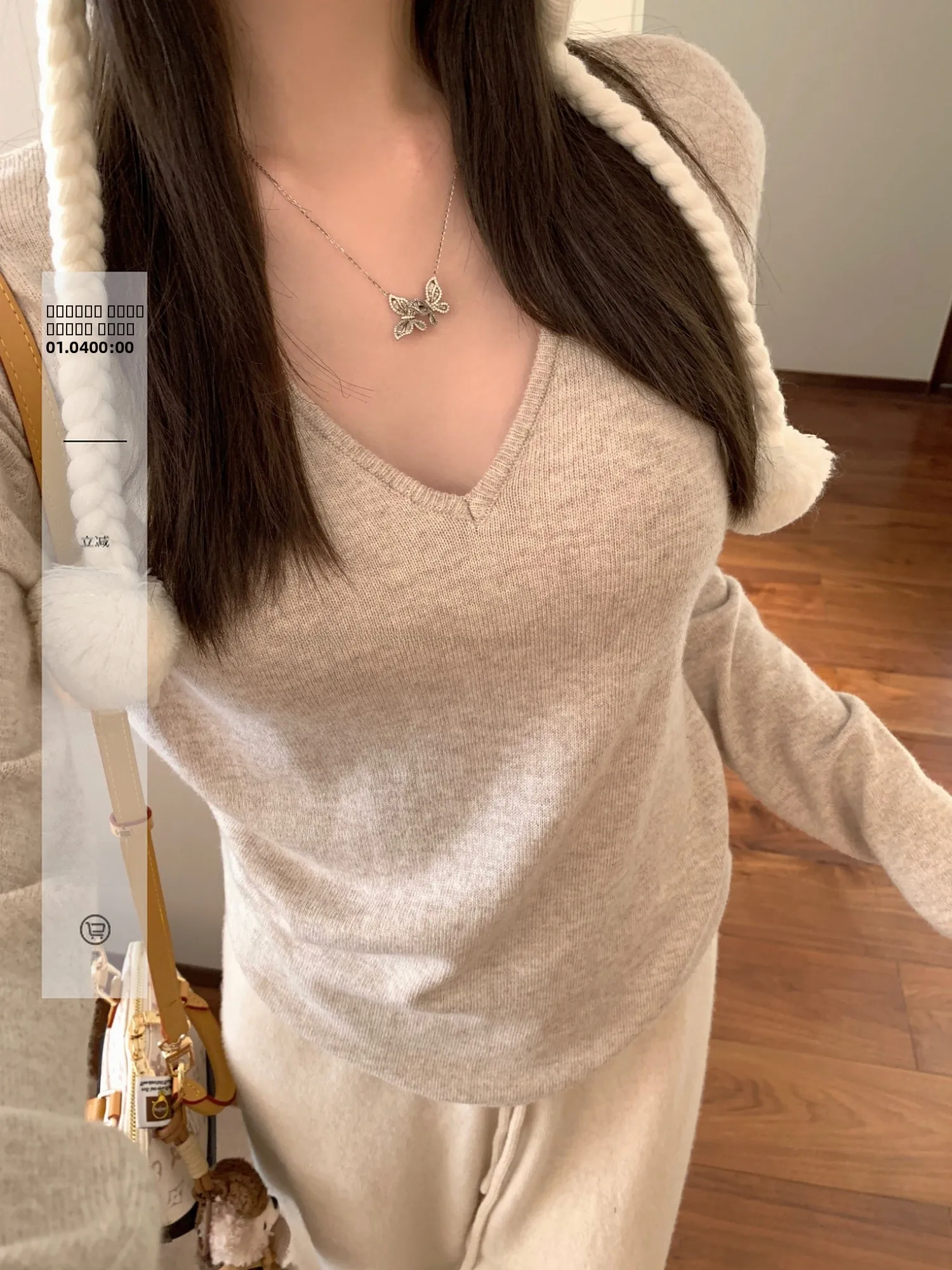 

Ego Studio Camere Wool V-ne Loose Lazy Old Money Sweater Winter Women's Faion Simple Sle Knitted Top Outerwear