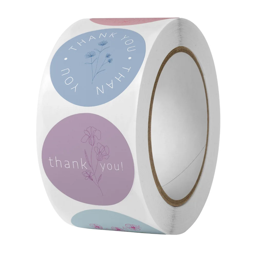 สติกเกอร์ขอบคุณขนาด1นิ้ว500ชิ้นป้ายผนึกซองจดหมายสติกเกอร์เครื่องเขียนรูปดอกกุหลาบสำหรับตกแต่งของขวัญวันเกิดในงานเทศกาล