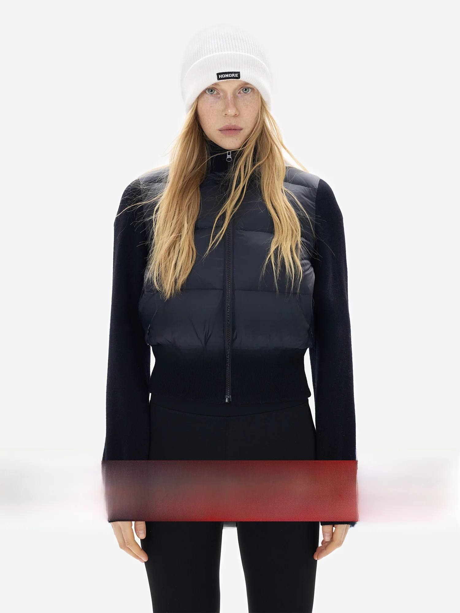 

Женская утепленная куртка eGuYue 95 White Du с воротником-стойкой, вязаными вставками и пэчворком, универсальная, повседневная