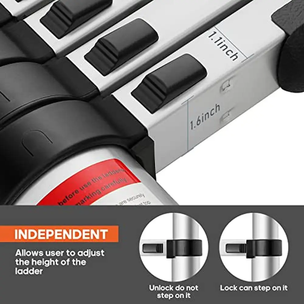 12.5FT Aluminum Telescoping Ladder Folding Portable Multi-Purpose Indoor Outdoor Work Stable Locking Mechanism Rubber Feet