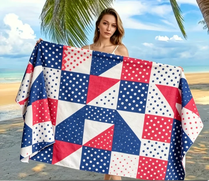 Bohemian Geometric Chevron Beach Towel, Quick Dry Sand Free Microfiber Towel for Pool & Camping