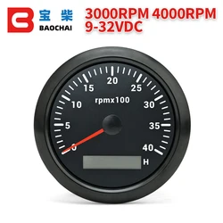 85MM Diesel Engine Tachometer Sensor RPM Gauge REV Counter 300ORPM 4000RPM with Digital Hourmeter Backlight Optional 0-32v