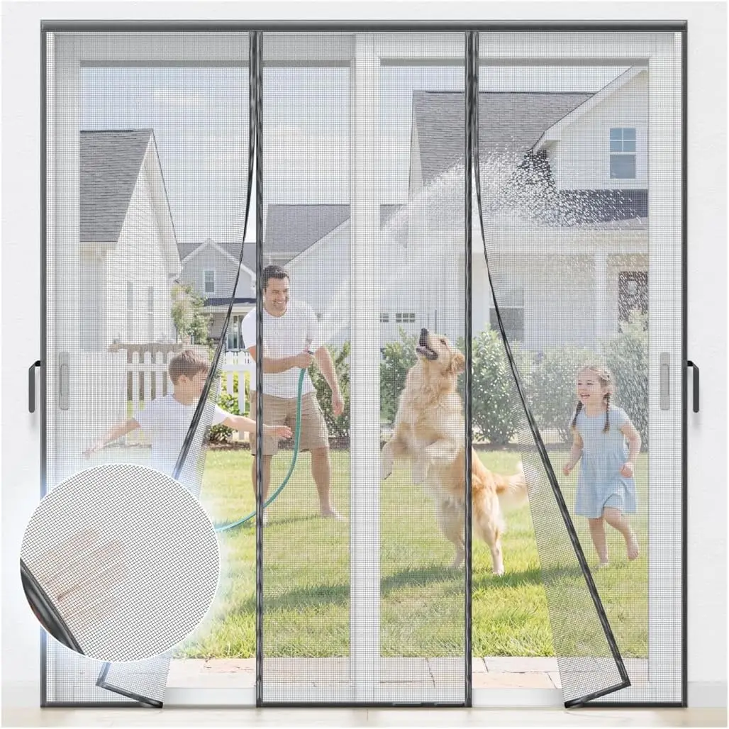 Heavy Duty Magnetic Screen Door Mesh - Hand-Free Door Net Screen with 100 Magnets, Pet & Kid Friendly, PET Fine Mesh Doors Sc