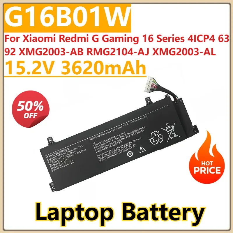 New G16B01W Laptop Battery 15.2V 3620mAh For Xiaomi Redmi G Gaming 16 Series 4ICP4 63 92 X​MG2003-AB RMG2104-AJ X​MG2003-AL