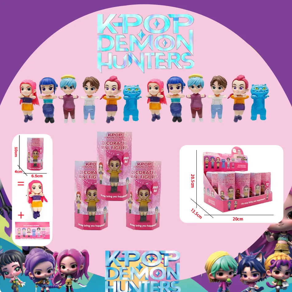 12pçs conjunto de figuras de pvc de caçadores de demônios de anime, caixa cega, tigre de derpy, rumi, mira zoey, buceta, estatuetas colecionáveis, brinquedo de decoração