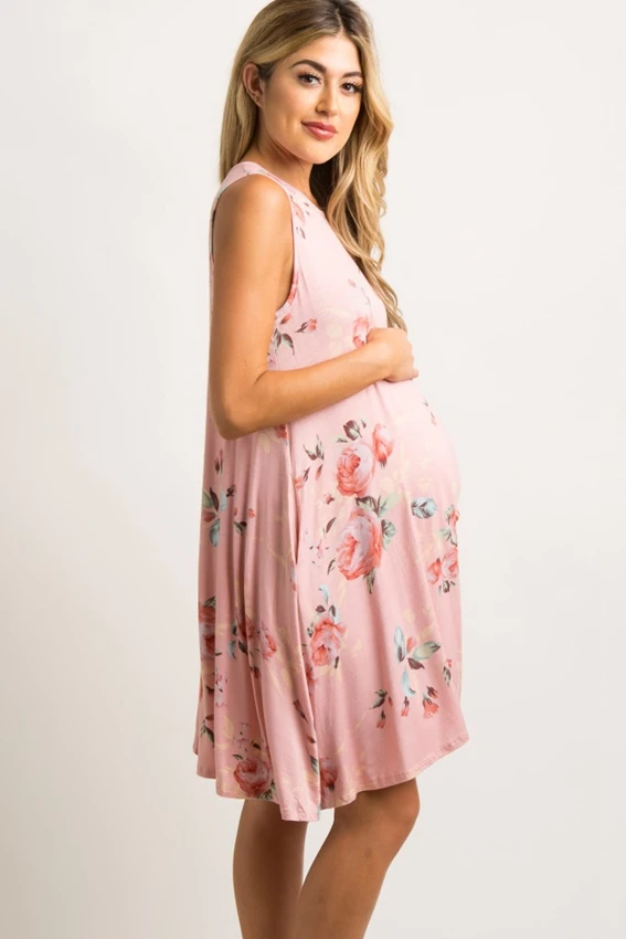 Maternity Clothes Pregnant Women Sleeveless Bodycon Dress Sexy Flower  Pregnancy  Loose  es Dropshipping