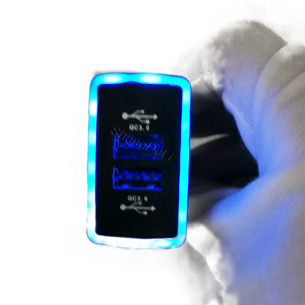 Car Dual Charger Socket Blue LED Light USB QC3.0 Phone Charging Outlet Adapter Fit For Honda HRV VEZEL 2008-2013 view 4
