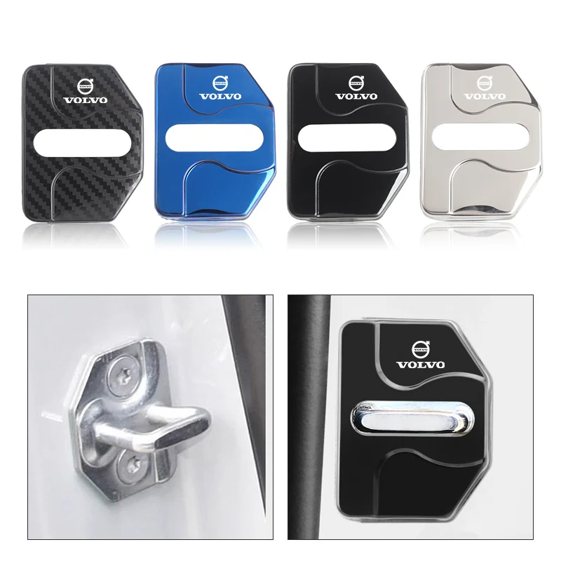 4PCS Fashion Stainless Steel Car Covers Door Lock Protecting Cover For Volvo S60 S90 XC60 XC90 XC40 V40 V90 V60 2022 2021 2020